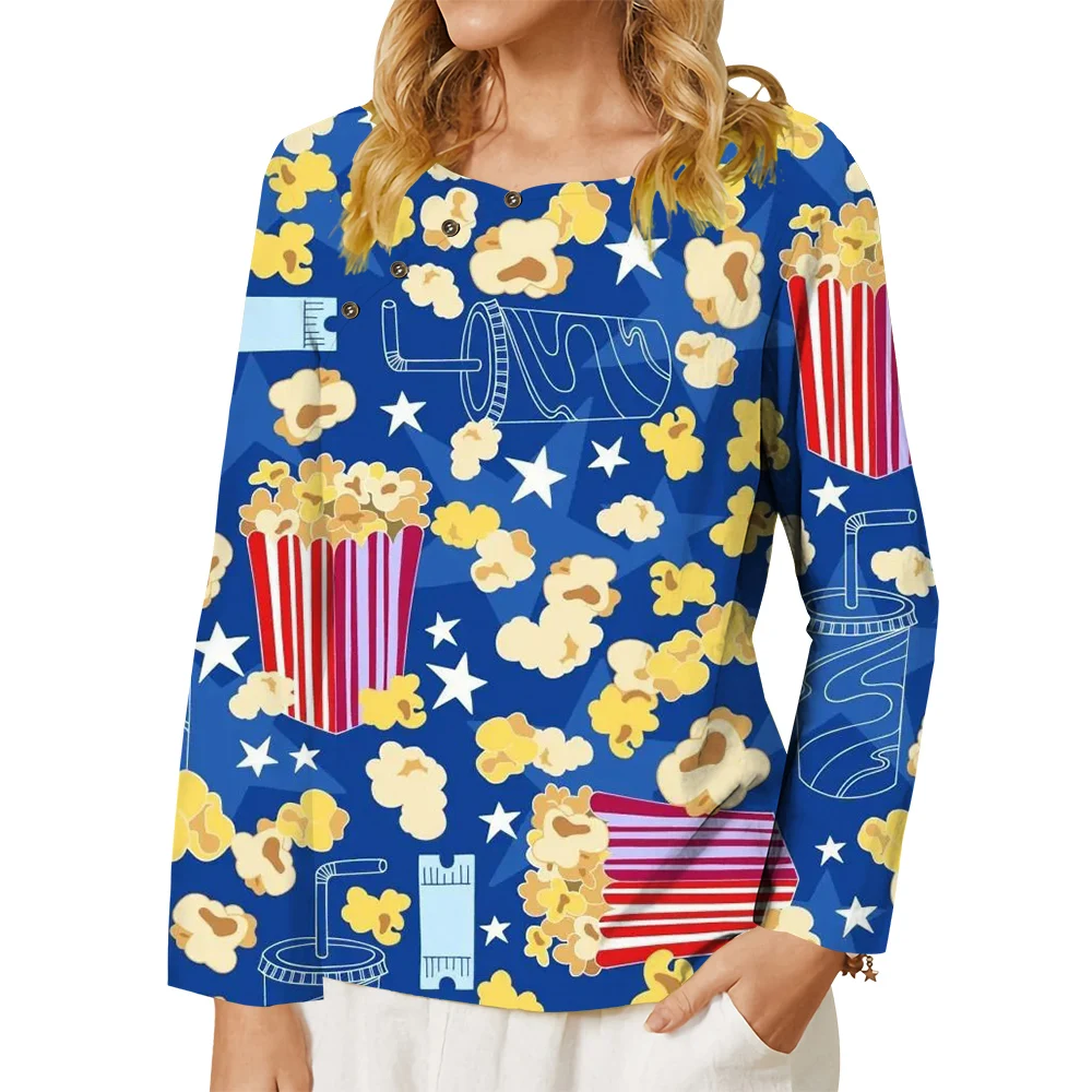 CLOOCL Women T-shirt Delicious Popcorn 3D Printed Button Decorate Crew Neck Long Sleeve Tee Casual Tops Oversized T-shirt
CLOOCL Women T-shirt Delicious Popcorn 3D Printed Button Decorate Crew Neck Long Sleeve Tee Casual Tops Oversized T-shirt