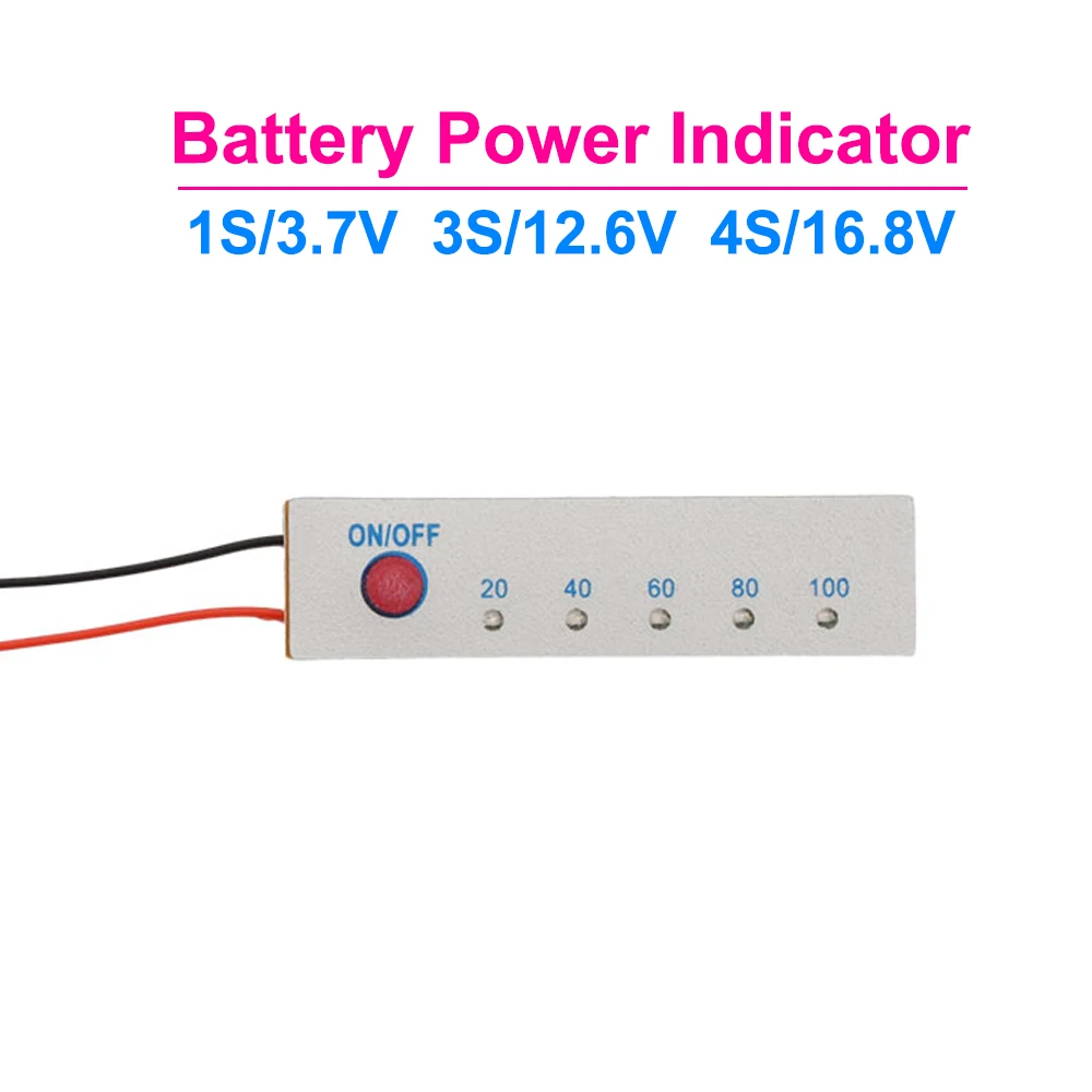 

1S 3S 4S Li-Ion Battery Percentage Indicator Board Battery Indication Module 3.7V/11.1V/16.8V for LED Voltage Display