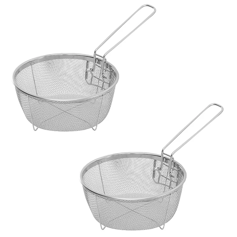 2Pcs Stainless Steel Fry Baskets Hot Oil Frying Fried Basket With Single Handle Mesh Noodle Dumplings Food Colander
2Pcs Stainless Steel Fry Baskets Hot Oil Frying Fried Basket With Single Handle Mesh Noodle Dumplings Food Colander