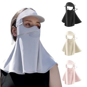 Proteja-se do Sol com a Moderna Máscara Solar de Golfe PGM 8 Summer Sunscreen Ice Silk Mask Detachable Hat Women Men Sport Golf Face Mask UV Protect Neckline Mask Hanging Ear Headband Scarf