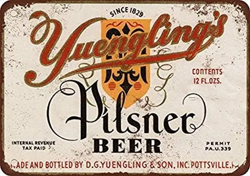 1934 Yuengling пиво пивное винтажное исполнение, металлический жестяной знак 8x12 дюймов 
1934 Yuengling пиво пивное винтажное исполнение, металлический жестяной знак 8x12 дюймов