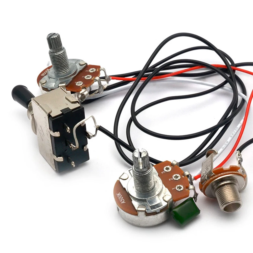 Electric Guitar Wiring Harness Kit 3 Way Toggle Switch 1 Volume 1 Tone 500K Pots 2 Pickup Harness Metal Musical Instrument Parts
Electric Guitar Wiring Harness Kit 3 Way Toggle Switch 1 Volume 1 Tone 500K Pots 2 Pickup Harness Metal Musical Instrument Parts