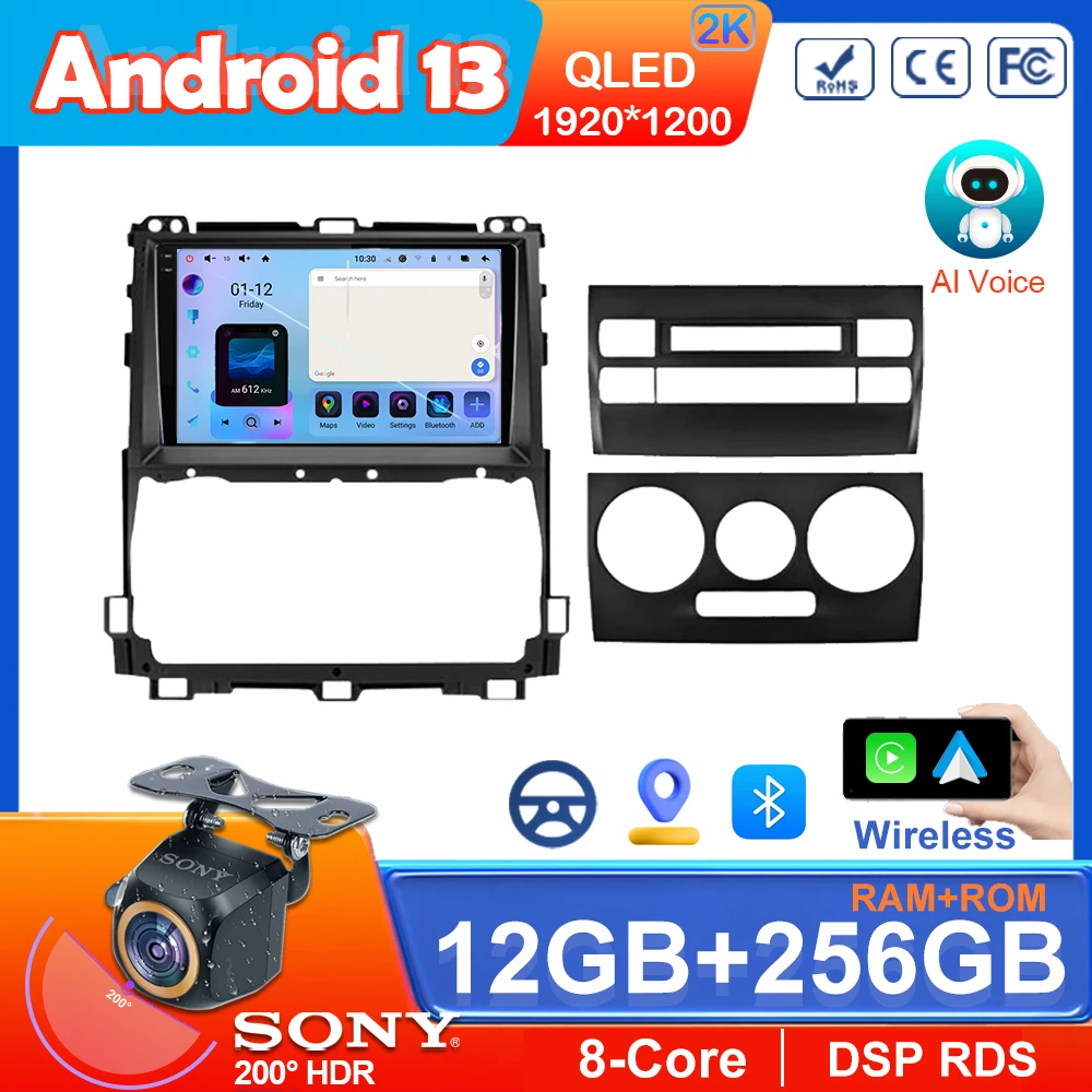 

QLED Android Car Radio For Toyota Land Cruiser Prado 120 III For Lexus GX470 GX 470 J120 2002-2009 Multimedia Video Player DVD