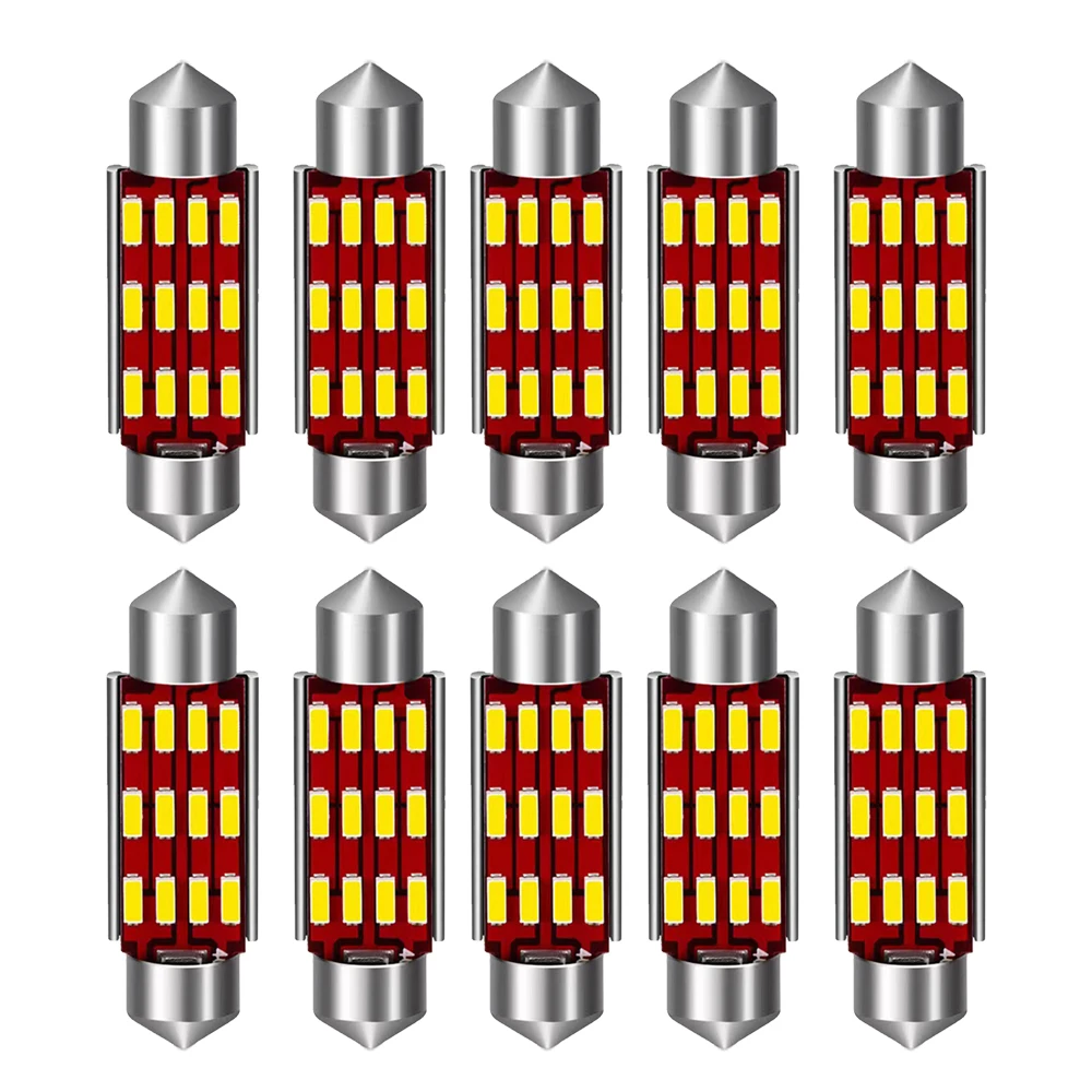 

10x C10W C5W LED Canbus Festoon 31mm 36mm 39mm 41mm Car Bulb Interior Reading Light License Plate Lamp Ice Blue 6500K Free Error