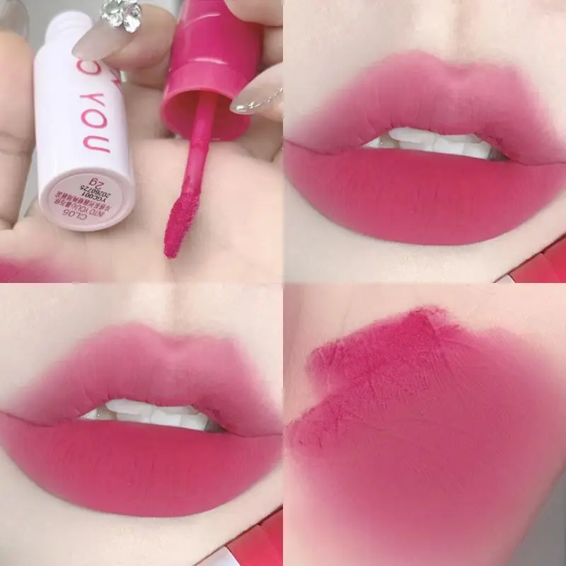 

INTO YOU Cold Lip Mud Lipstick Lip Glaze No Stain on Cup Does Not Fade Plain Look Matte Waterproof Long Lasting Cosmetics