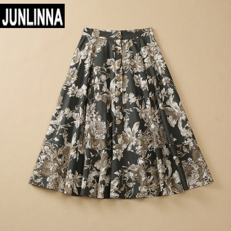 JUNLINNA 100% Cotton Women Skirt Fashion Elegant Flower Print Party Vacation Half Dress High Street Empire Lady
JUNLINNA 100% Cotton Women Skirt Fashion Elegant Flower Print Party Vacation Half Dress High Street Empire Lady