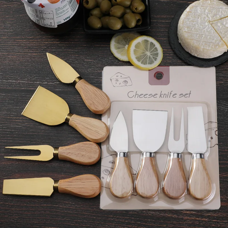 Oak cheese knife set cheese knife and butter knife kraft paper box packaging cheese tool set kitchen utensils
Oak cheese knife set cheese knife and butter knife kraft paper box packaging cheese tool set kitchen utensils