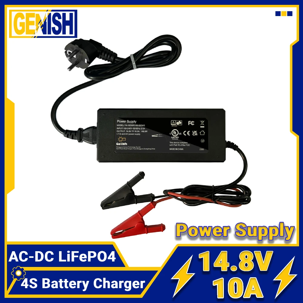 LiFePO4 Charger 12V 14.8V 10A For 4S LiFePO4 Battery Charge Power Supply Charging Input 100-240V 50-60Hz Built in LED EU US Plug
LiFePO4 Charger 12V 14.8V 10A For 4S LiFePO4 Battery Charge Power Supply Charging Input 100-240V 50-60Hz Built in LED EU US Plug