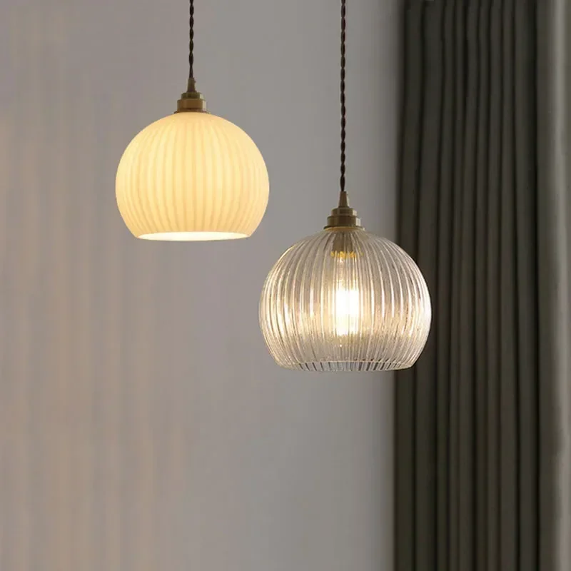 

Nordic Glass Pendant Light Copper Suspension Chandelier for Dining Room Kitchen Bedroom Home Decor Hanging Lamp Fixtures Luster
