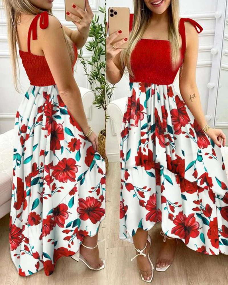 2022 Summer Long Dress Women Sexy Spaghetti Strap Chest Wrap Irregular Maxi Dress Floral Patchwork Elegant Beach Holiday Dresses
2022 Summer Long Dress Women Sexy Spaghetti Strap Chest Wrap Irregular Maxi Dress Floral Patchwork Elegant Beach Holiday Dresses