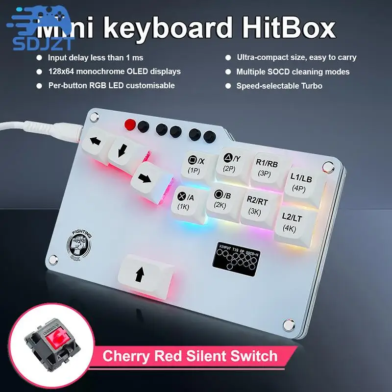

Fighting Box Mini Hitbox Controller Arcade Stick Game Keyboard RGB LED Light Cherry MX Silent Switch For PC/PS3/PS4/Steam Deck