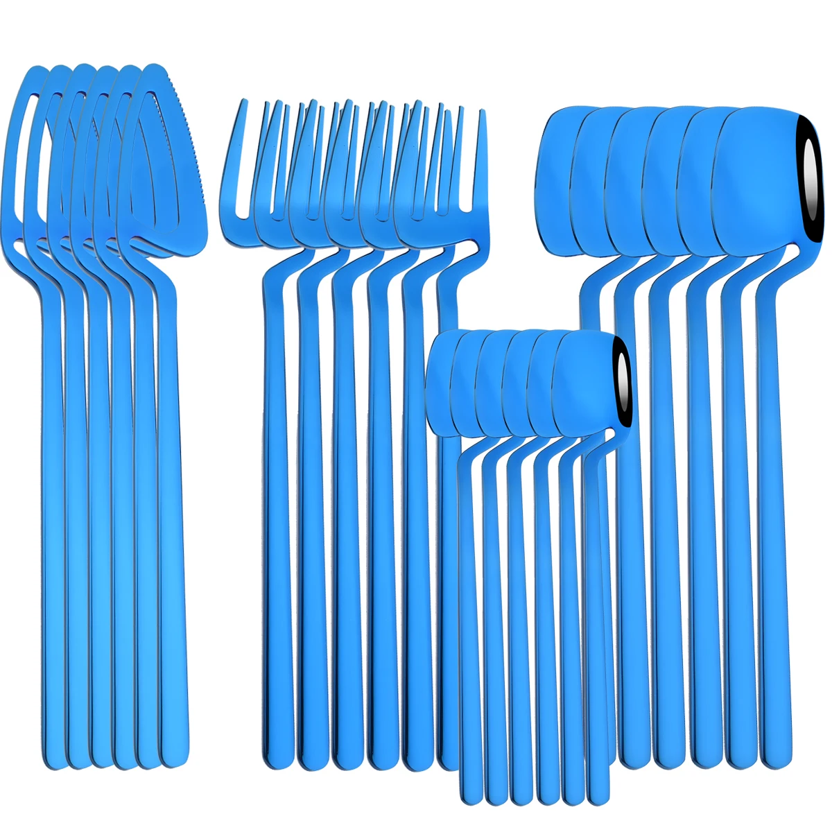 

24Pcs Tableware Set 304 Stainless Steel Cutlery Knives Forks Tea Spoons Dinner Flatware Set Kitchen Silverware Dinnerware