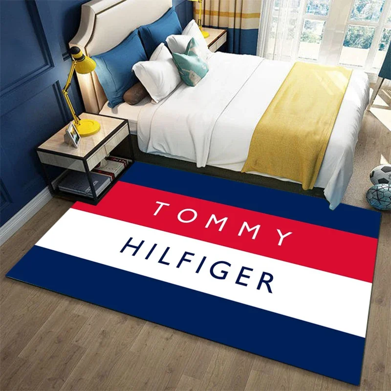 

T-Tommy hilfiger logo printed carpet, living room bedroom decoration carpet, kitchen bathroom non slip floor mat, door mat, gift