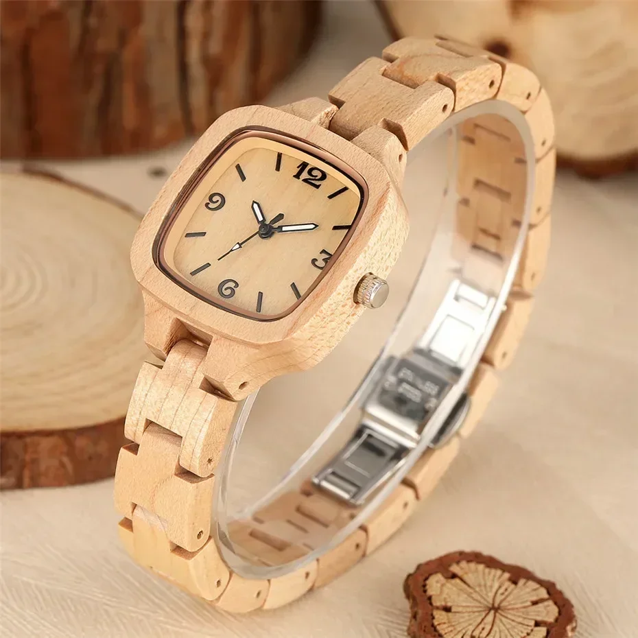 Luxury Maple Wood Ladies Watch Square Dial Full Wooden Bangle Wrist Watches Creative Timepiece Gifts for Girlfriend/Wife
Luxury Maple Wood Ladies Watch Square Dial Full Wooden Bangle Wrist Watches Creative Timepiece Gifts for Girlfriend/Wife