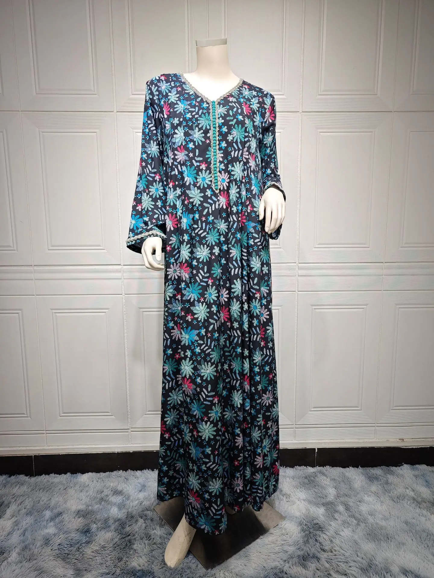 فستان عباية إسلامية للنساء ، مطبوع بالورود ، الماس ، الجلابية ، فساتين حفلات المغرب ، قفطان إسلام فيستدوس ، رداء عربي طويل ، دبي فستان عباية إسلامية للنساء ، مطبوع بالورود ، الماس ، الجلابية ، فساتين حفلات المغرب ، قفطان إسلام فيستدوس ، رداء عربي طويل ، دبي