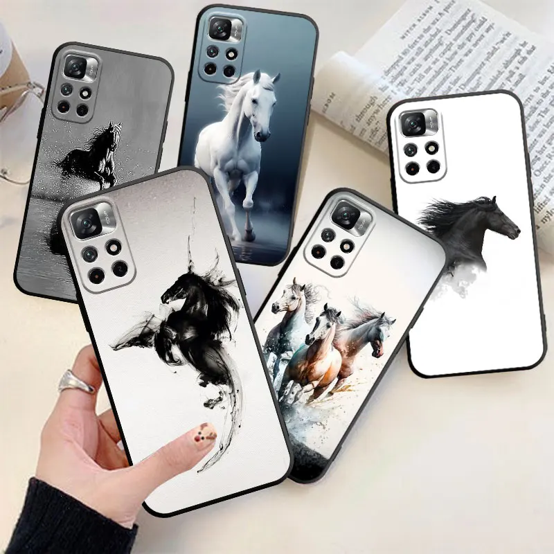 

Oil Painting Horse Phone Case for Redmi Note 12 11 10 Pro 9S 9 8 7 8T Redmi 10C 9A 9C K40 TPU Cover Coque Fundas