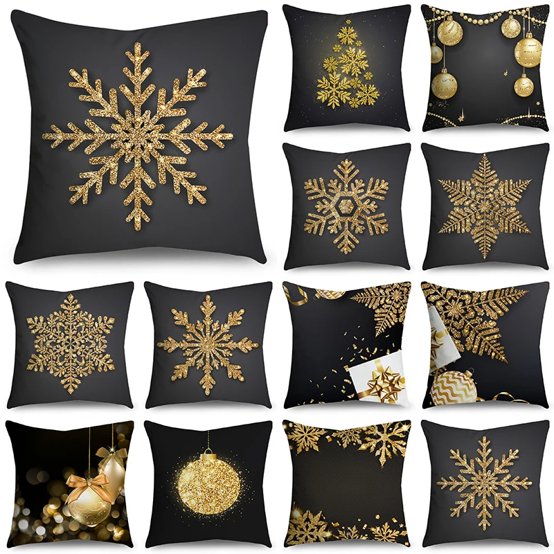Golden Christmas Throw Pillow Covers 40/45/50cm Shining Xmas Snowflakes Balls Black Throw Pillowcase for Sofa Couch Home Decor
Golden Christmas Throw Pillow Covers 40/45/50cm Shining Xmas Snowflakes Balls Black Throw Pillowcase for Sofa Couch Home Decor