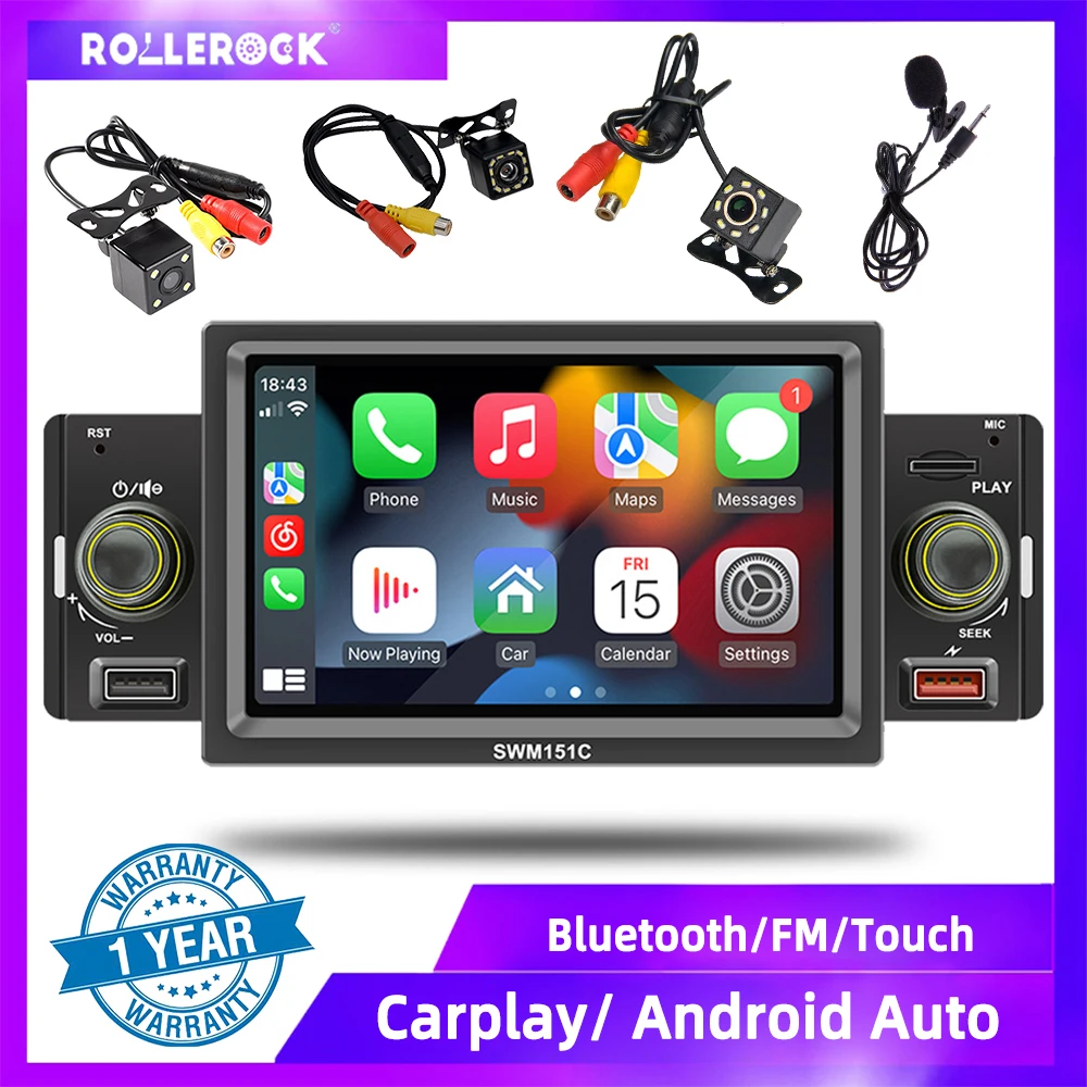 Car Radio USB SD TF Bluetooth Handsfree MirrorLink Android Auto/Apple CarPlay MP5 Player Universal FM IPS Touch Screen 1 Din 5'’
Car Radio USB SD TF Bluetooth Handsfree MirrorLink Android Auto/Apple CarPlay MP5 Player Universal FM IPS Touch Screen 1 Din 5'’