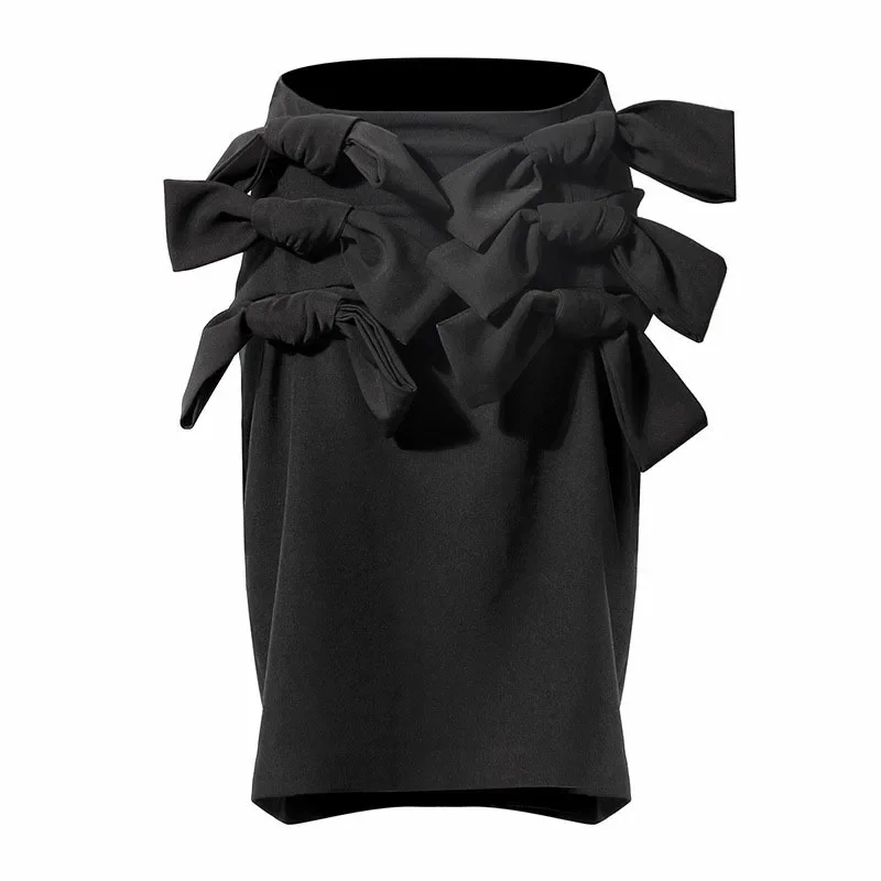 

Gothic Bodycon Patchwork Bowknot Skirt Women High Waist Black Midi Skirts Female Fashion OL New Clothing 2023 Mall Goth Skirt