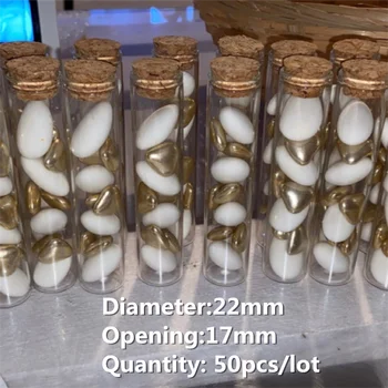 50 pcs/lot Diameter 22mm Dragees Glass Bottle Glass Jars Test Tube Stopper Container Small DIY Crafts Tiny Bottle