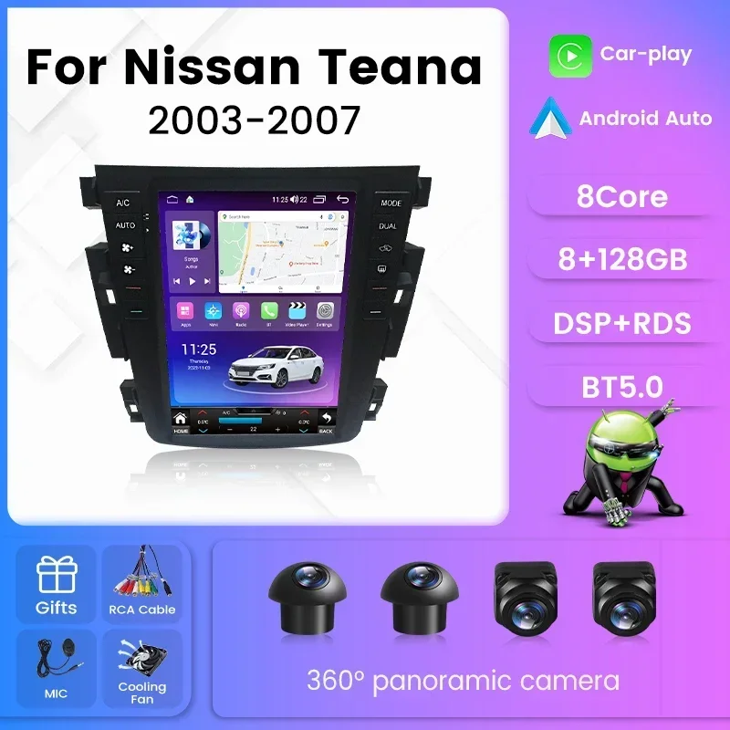 

For Тесла Стиль Экран автомагнитола 2дин android For Ниссан Теана For Nissan Teana J31 2003 - 2008 магнитола для авто GPS мультимедиа Штатная магнитола устройство до 8-ЯДЕР, до 8 + 128ГБ Карплей Андроид Авто