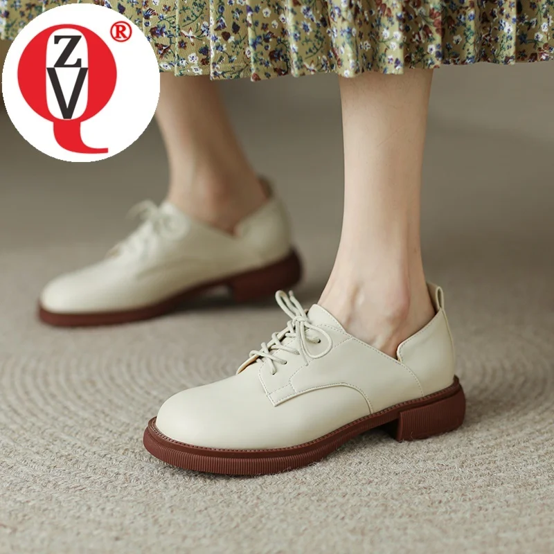 

ZVQ Cross Tied Spring New Style Thick Low Heel Pumps Woman Pu Upper Round Toe 2024 Brand New Dress Shoes Ladies Outside Footwear