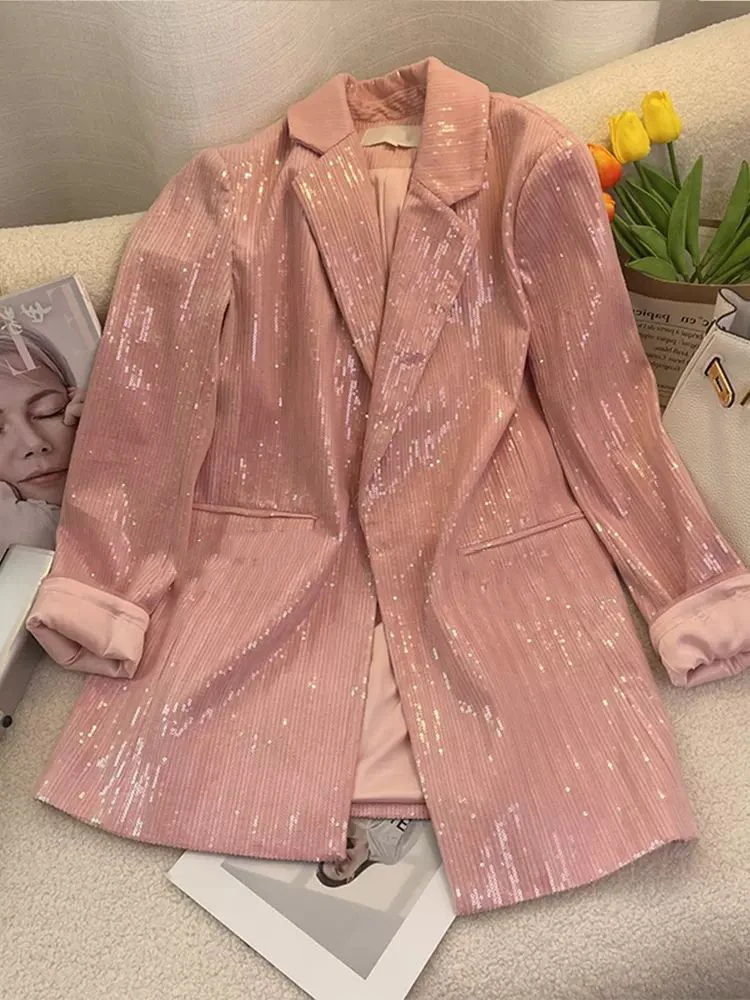 2023 Korea Chic Pink Oversize Blazer For Woman Vintage Office Elegant Female Jacket Casual Long Sleeve Women's Spring Overcoat
2023 Korea Chic Pink Oversize Blazer For Woman Vintage Office Elegant Female Jacket Casual Long Sleeve Women's Spring Overcoat