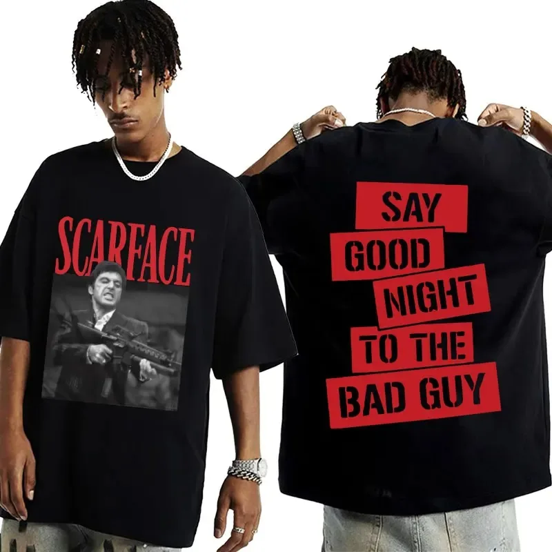 

Movie Scarface Tony Montana Graphics T-shirt Male Hip Hop Fashion Rock Clothing T Shirts Men's Vintage Oversized T Shirt Unisex