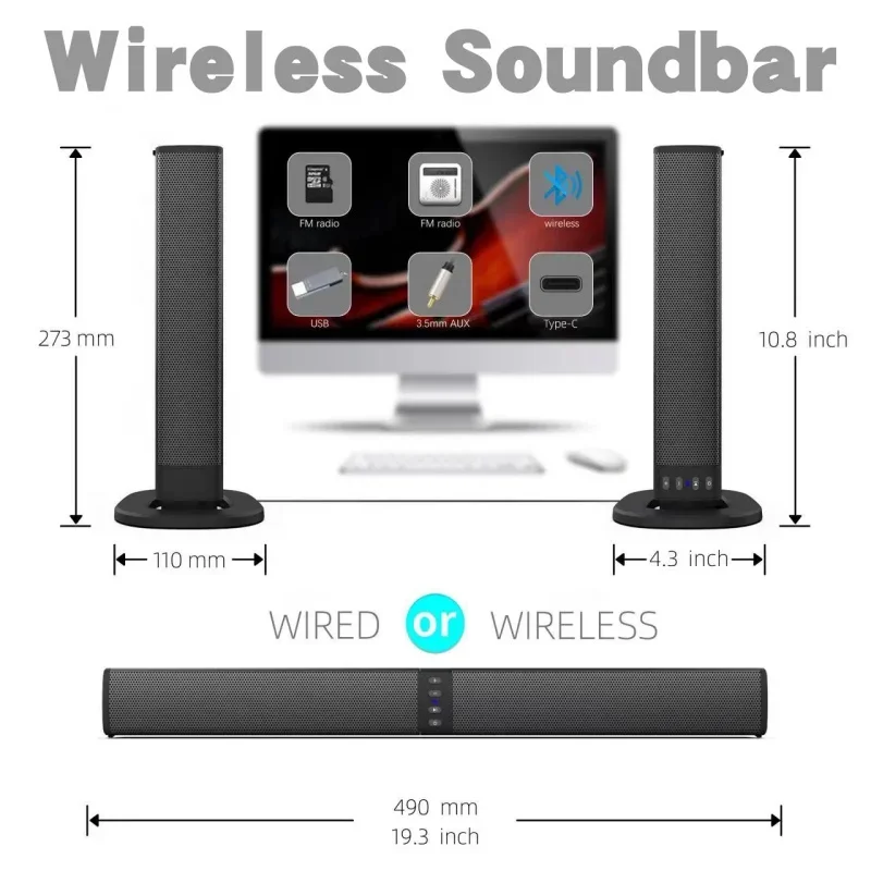 

Беспроводные Bluetooth-колонки BS-36 TV, домашние многофункциональные складные 3D стерео стены с объемным эхо, подходят для компьютеров FM/TF/TWS