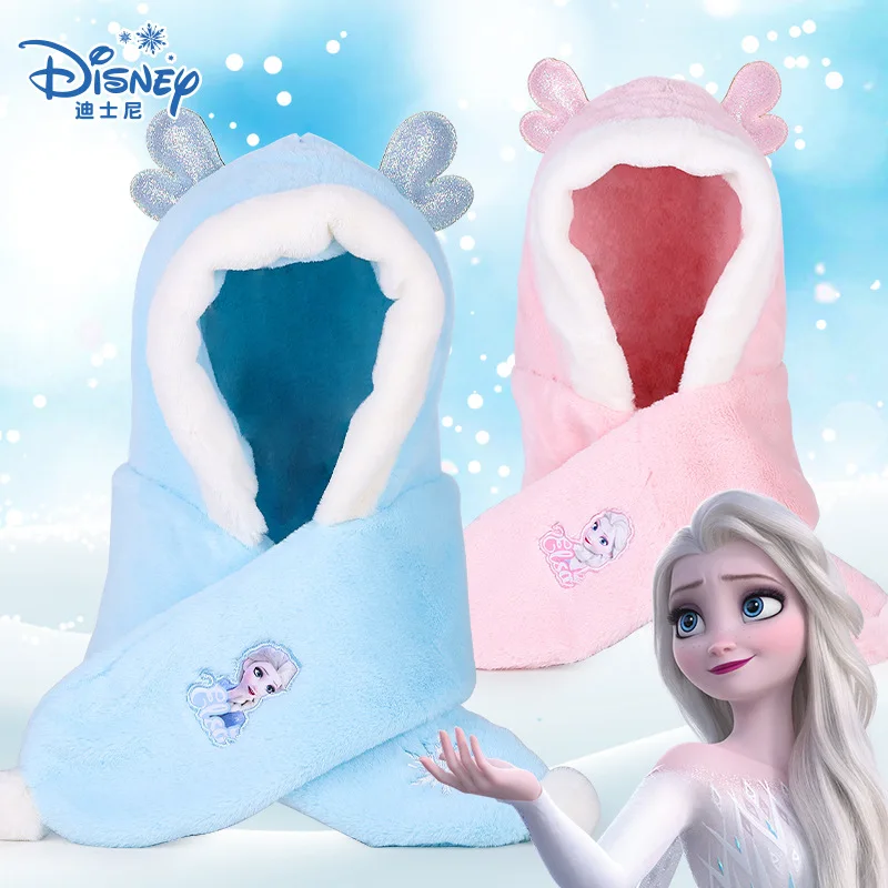 

Disney Frozen Children Warmer Scarf Hat For Girls Elsa Anna Autumn Winter Outdoor Thick Knitted Scarves Keep Warm Kids Gifts