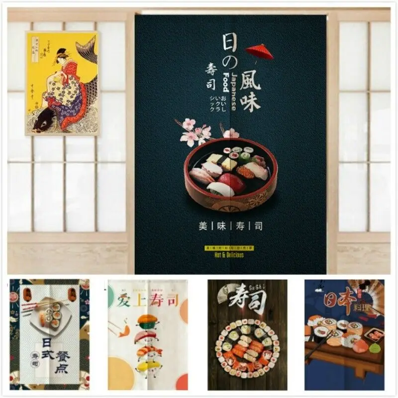 

Японские занавески для раздельных дверей, подвесные шторы для ворот, перегородка для кухни, суши, кафе, хлопковое белье, вход фу, перегородки