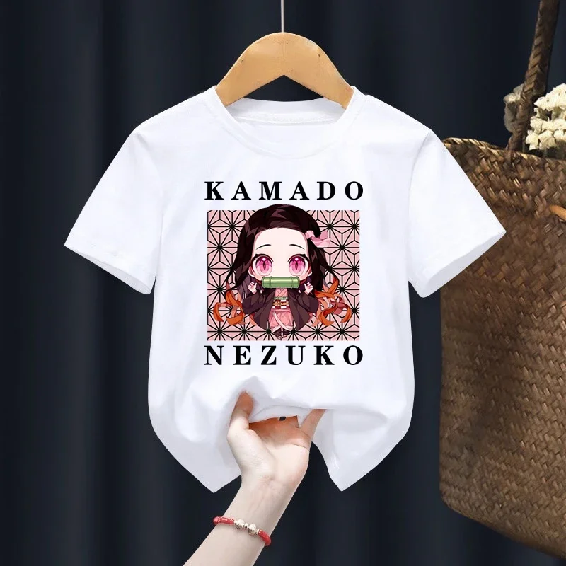 

Nezuko Chibi Kimetsu no Yaiba Funny Boy Girl T-shirts Kid Children Anime Gift Present Little Baby Harajuku Clothes,Drop Ship