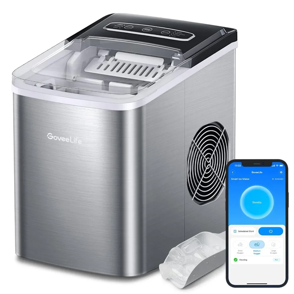 

Smart Ice Makers, Portable Countertop Ice Maker Machine with Self-Cleaning, 26lbs/24Hrs, Voice Remote, with Scoop for Home Party