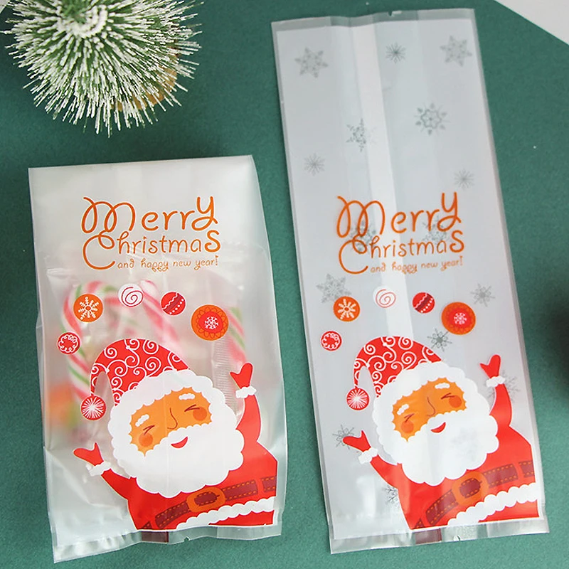 

Пластиковые пакеты для рождественских печенья и конфет, Санта, Рождественская елка, снеговик, Подарочный упаковочный пакет, новый год, размеры 55, 50 шт.