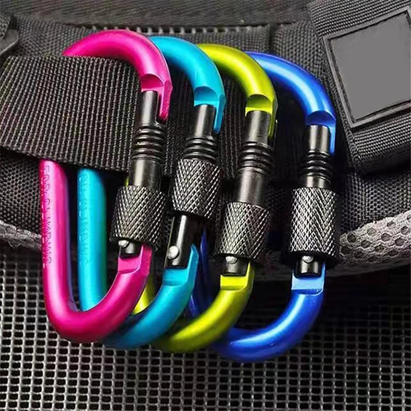 Type D Carabiner With Lock Outdoor Climbing Camping Bold Aluminum Alloy Locking Clasp Keychain Multi Survival Gear Travel Kit
Type D Carabiner With Lock Outdoor Climbing Camping Bold Aluminum Alloy Locking Clasp Keychain Multi Survival Gear Travel Kit