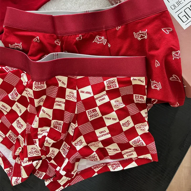 

Big Red Men's Boxer Briefs Modal Cotton Antibacterial Crotch No Trace Medium Waist Plus Boxers Underwear Men