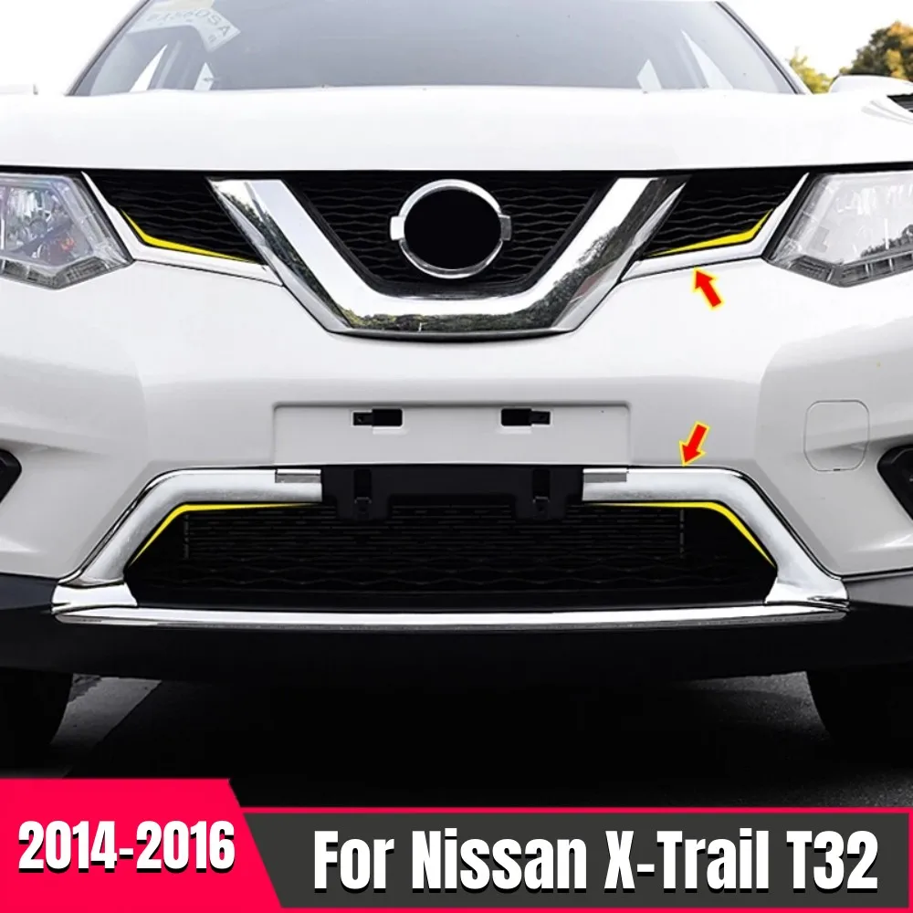 

Car Bumper Front Lower Grille Grill Air Cover Trims ABS Chrome Styling Accessories For Nissan X-Trail Rogue T32 2014 2015 2016
