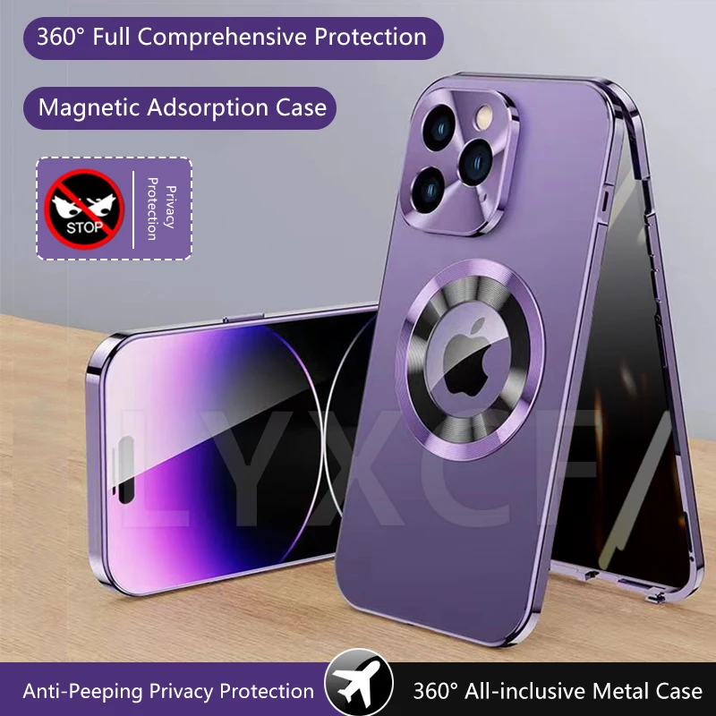 Anti-Peeping Privacy Protector Case For iPhone 15 14 13 12 Pro Max Metal Magnetic Aluminium Alloy Original Color Hole Logo Cover
Anti-Peeping Privacy Protector Case For iPhone 15 14 13 12 Pro Max Metal Magnetic Aluminium Alloy Original Color Hole Logo Cover