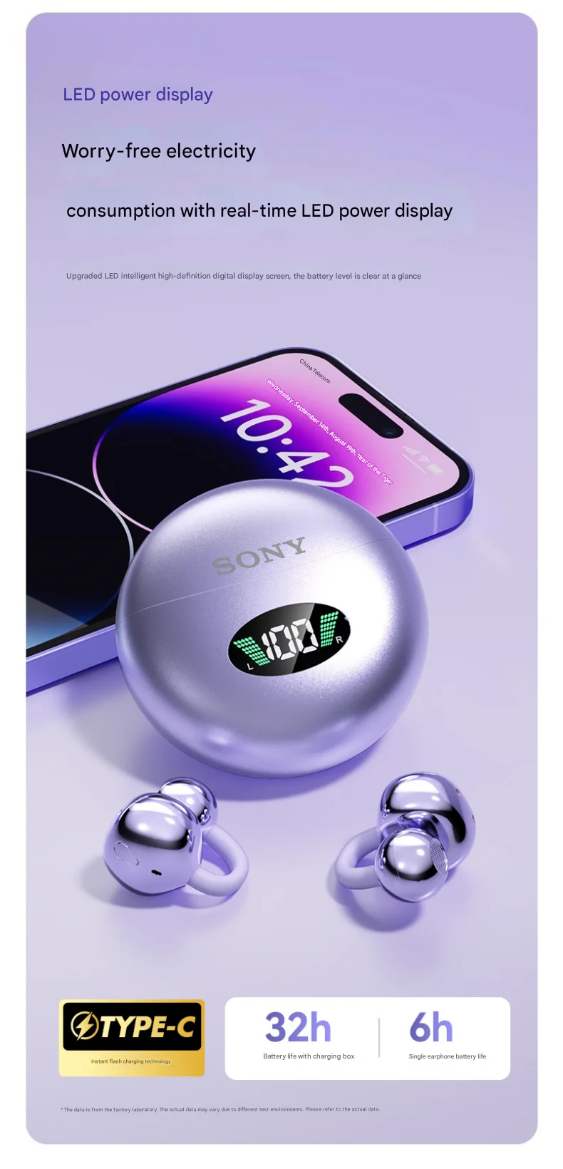 Original Sony Wireless Earphone Open Ear Q88 Ear Clip ENC Headset Bluetooth 5.4 HD Call Touch Control Headphone for Android iOS Original Sony Wireless Earphone Open Ear Q88 Ear Clip ENC Headset Bluetooth 5.4 HD Call Touch Control Headphone for Android iOS