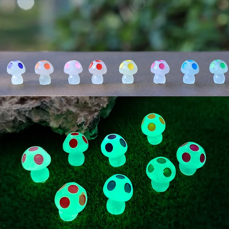 

Красочные фосфоресцирующие маленькие фигурки грибов, наборы миниатюрных искусств для светящегося в темноте украшения для сказочного сада, подарок