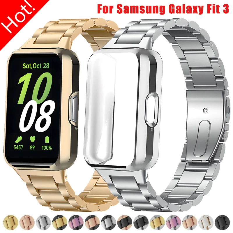 Металлический корпус + ремешок для Samsung Galaxy Fit 3, браслет из нержавеющей стали, чехол из ТПУ для Galaxy Fit 3, сменный ремешок на запястье
Металлический корпус + ремешок для Samsung Galaxy Fit 3, браслет из нержавеющей стали, чехол из ТПУ для Galaxy Fit 3, сменный ремешок на запястье