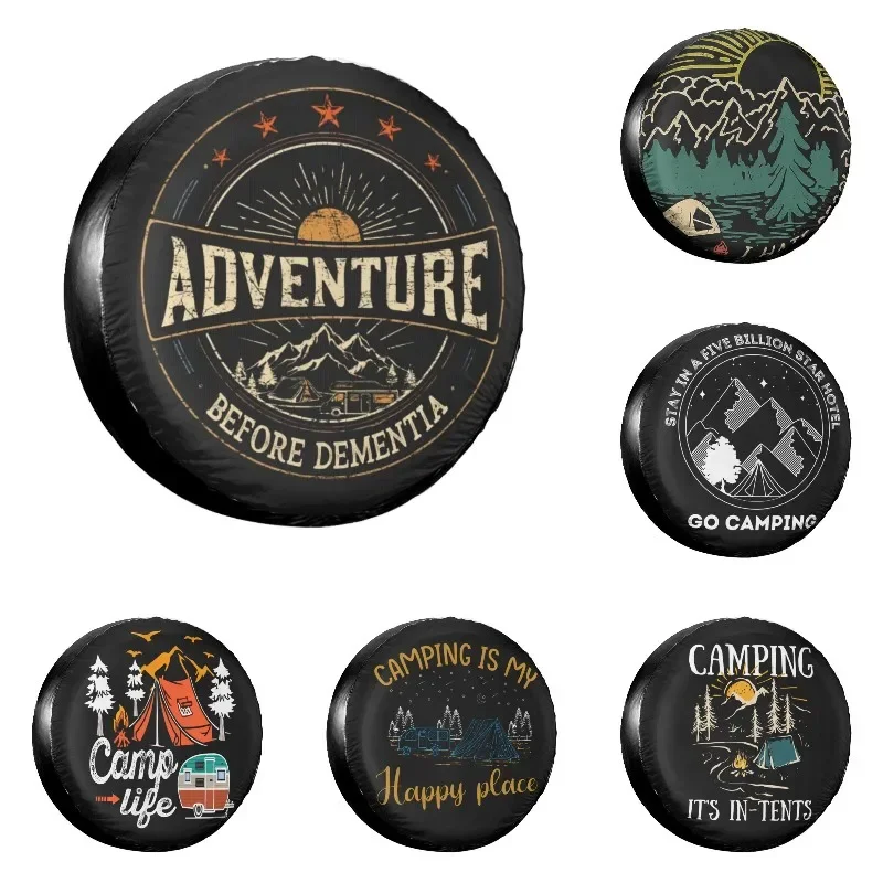 

Funny Adventure Camper Travel Spare Wheel Tire Cover for Mountain Dust-Proof Vehicle Accessories 14in15in16in17in