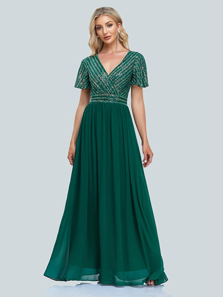 Women Elegant Long Dresses 2023 New Summer V-Neck Luxury Sequin Crystal Slim Arabic Dubai Formal Evening Party Wedding Vestidos
Women Elegant Long Dresses 2023 New Summer V-Neck Luxury Sequin Crystal Slim Arabic Dubai Formal Evening Party Wedding Vestidos