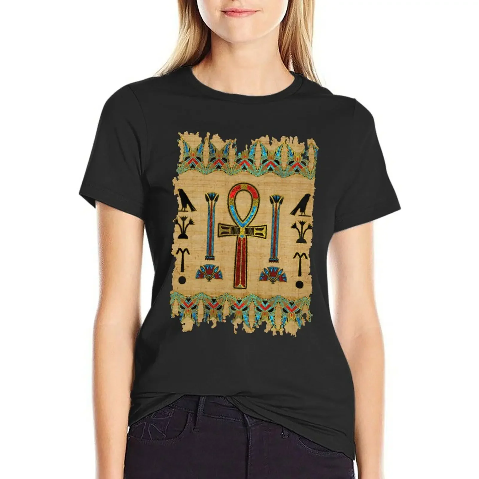 Egyptian Cross - Ankh Ornament on papyrus T-Shirt hippie clothes plus size tops cute tops t shirt Women
Egyptian Cross - Ankh Ornament on papyrus T-Shirt hippie clothes plus size tops cute tops t shirt Women