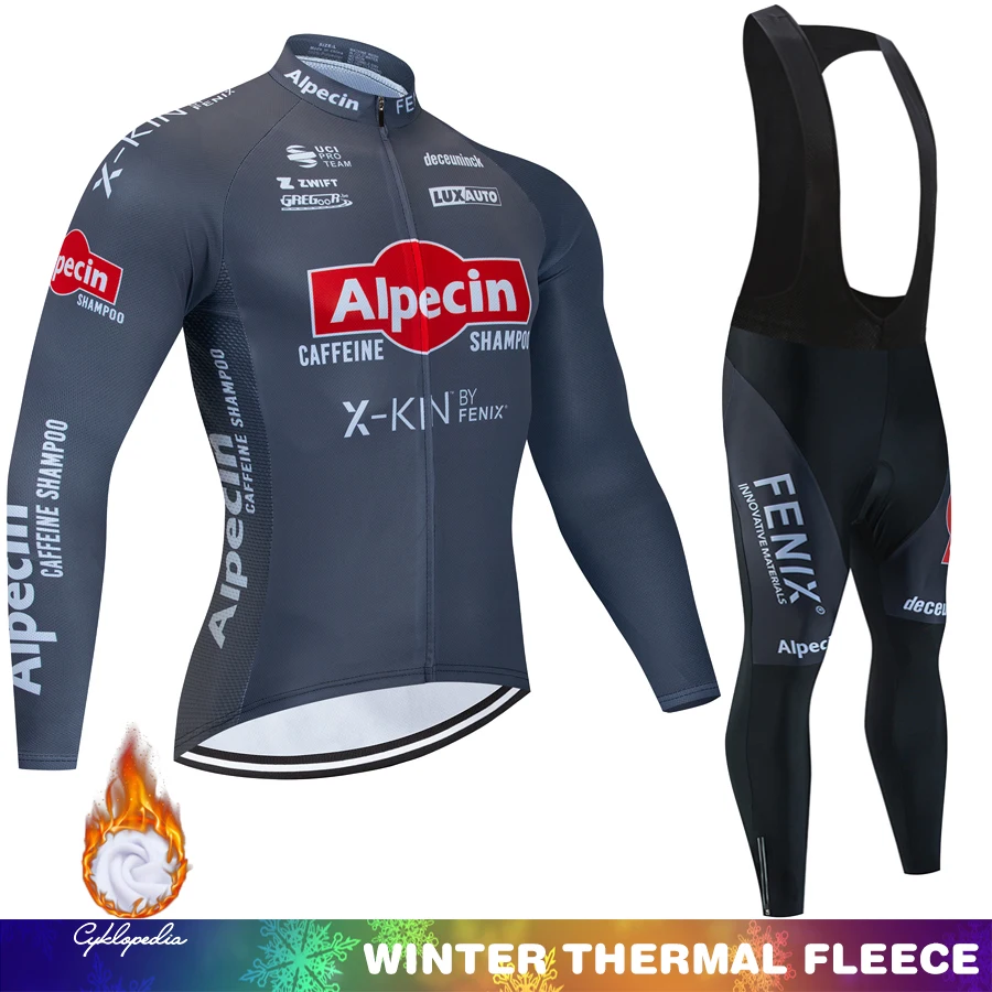 

Alpecin Thermal Fleece Cycling Jersey Winter Bib Man Mtb Men Termal Ciclismo Hombre Clothing Retro Long Sleeve Equipment Sports