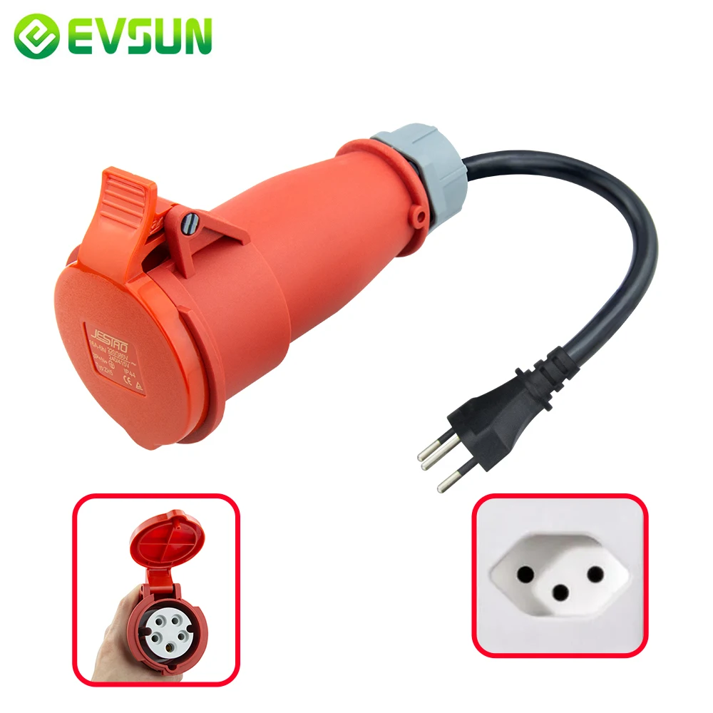 Зарядное устройство EVSUN для электромобилей швейцарская вилка в CEE красная розетка с 5 контактами, адаптер для портативного зарядного устройства 16 А 3 фазы 11 кВт 
Зарядное устройство EVSUN для электромобилей швейцарская вилка в CEE красная розетка с 5 контактами, адаптер для портативного зарядного устройства 16 А 3 фазы 11 кВт