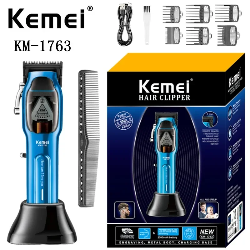 

9000rpm Pro Cordless Electric Barber Mens KM-1763 Hair Clippers Rechargeable Hair Trimmers For Salon