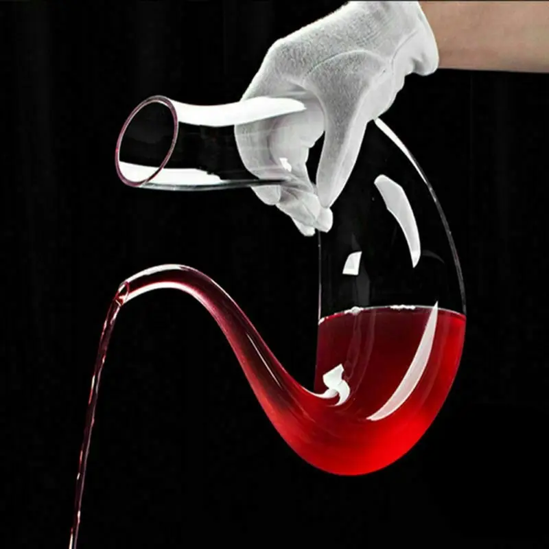 

1500 мл, U-образный Хрустальный графин для вина, графин в виде лебедя, декантер, разделитель для вина, прозрачный аэратор для вина, бокал для вина