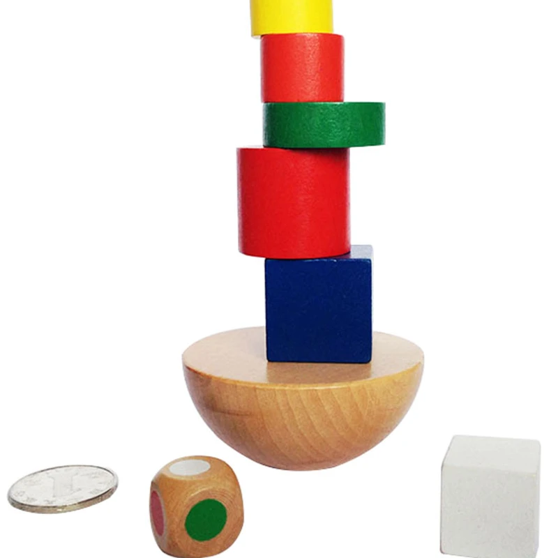 

Большой размер, детские деревянные геометрические сбалансированные строительные головоломки, игрушки Монтессори, развивающая игра для детей, обучение IQ с тканевой сумкой