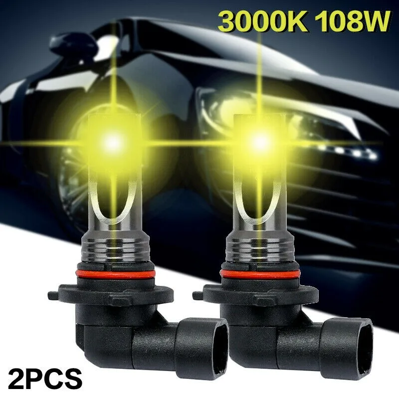 

2 PCS Car LED Foglight Bulbs 9006 HB4 108W LED Fog Light Bulb 3000K Golden Yellow Fog Lamp 20000LM Tail DRL Turn Signal Light